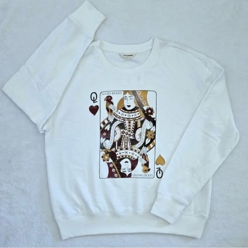 Lucky Brand Queen of Hearts crewneck sweatshirt Like New - Picture 3 of 7
